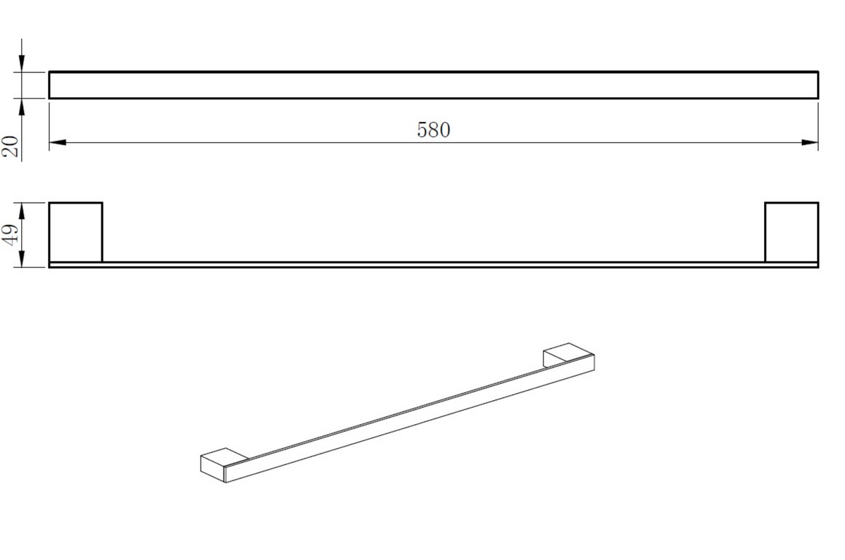 Kartell K-VIT Premium Towel Bar – Brushed Nickel (ACC321)