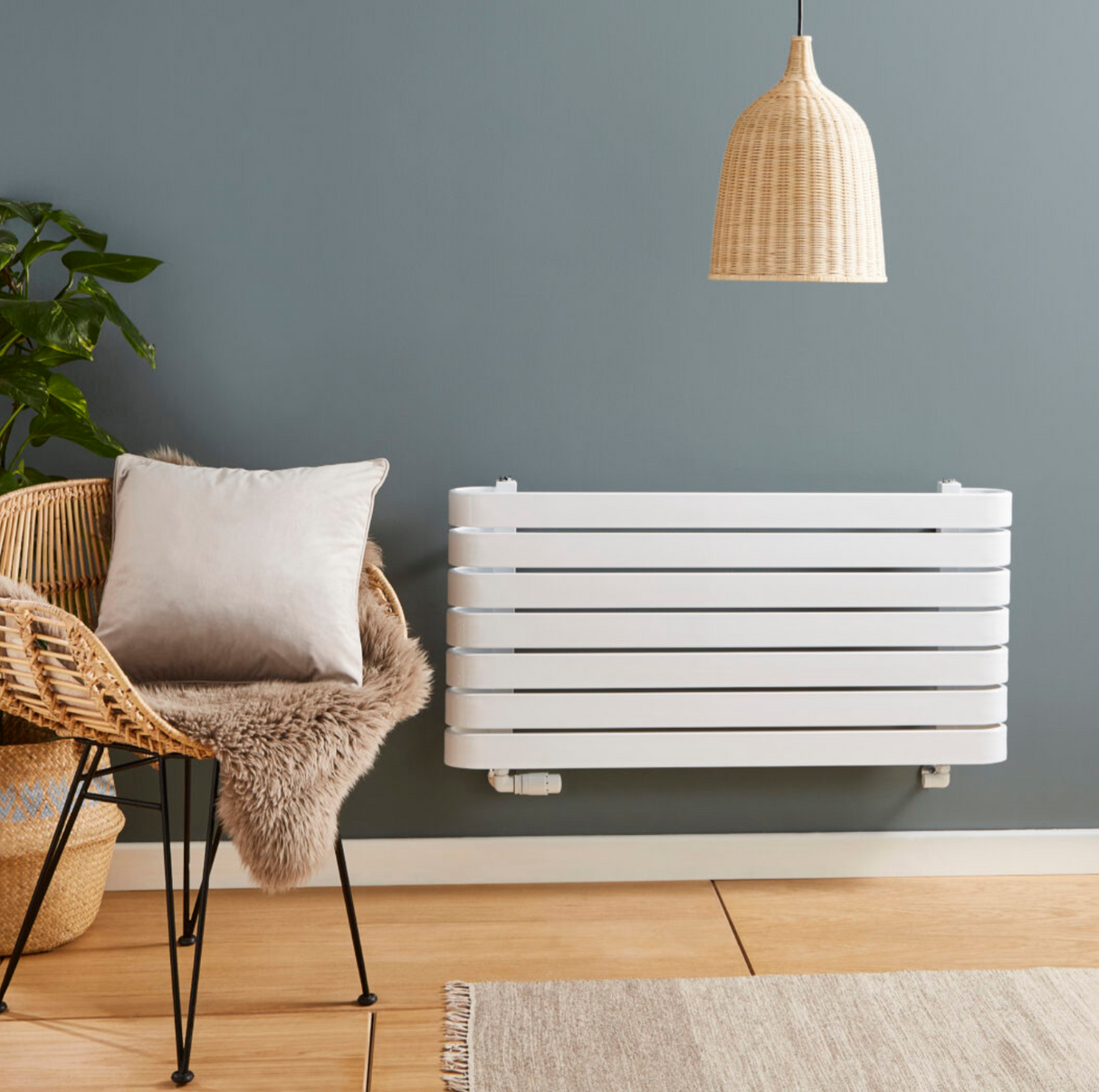 Kartell K-VIT Denver Designer Radiator 600x500mm Textured Grey and White Gloss (DEN500-600A)(DEN500-600WT)