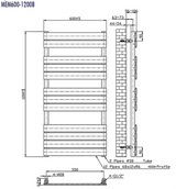 Kartell K-VIT Memphis matt black towel rail technical drawing