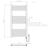 Kartell K-VIT Straight Electric Towel Rail - On/Off 500 x 1000mm Chrome (ESTR510C)