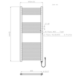 Kartell K-VIT Straight Electric Towel Rail - On/Off 500 x 1200mm Chrome (ESTR512C)