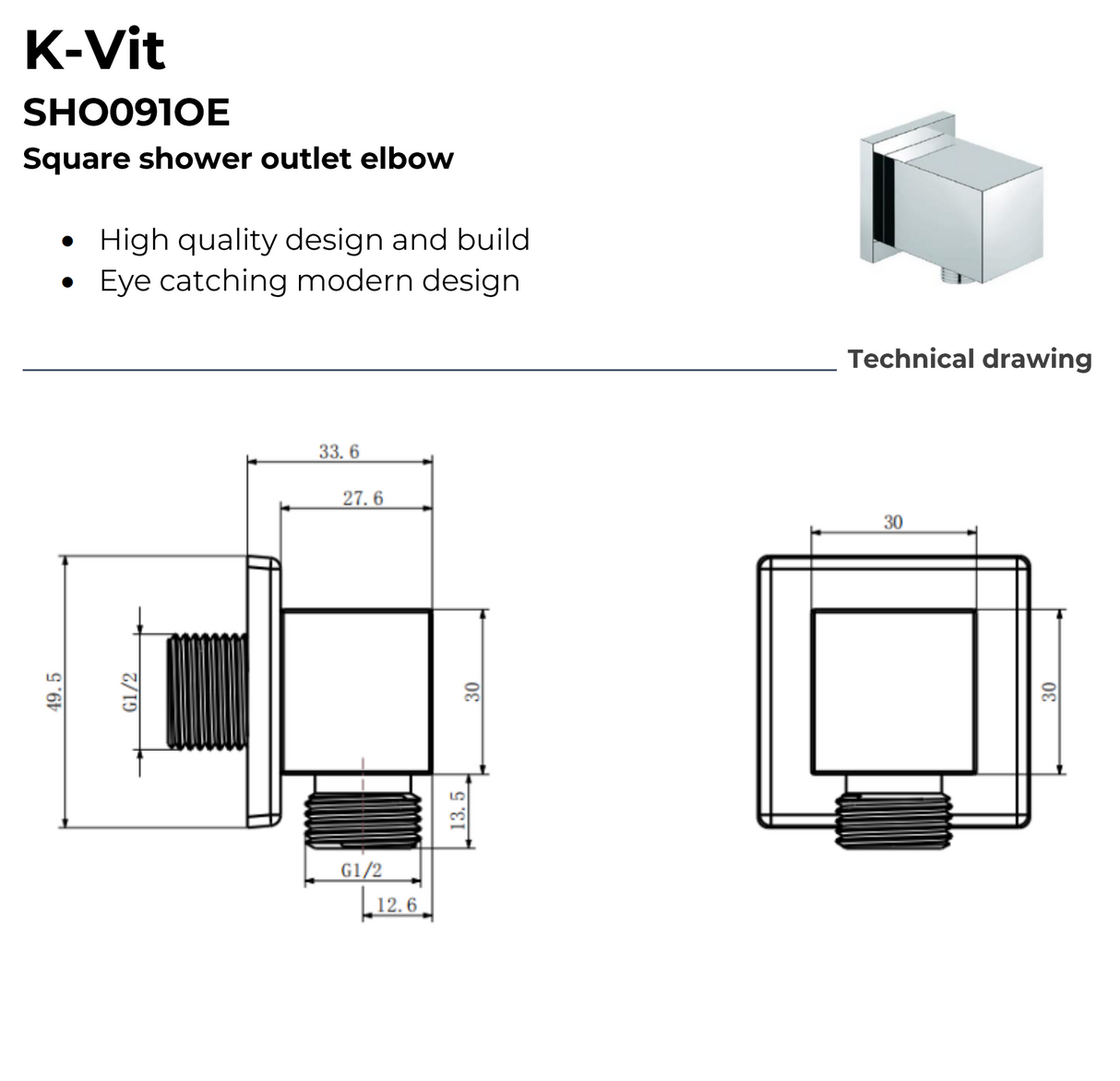 Kartell K-VIT Pure Option 6 Triple Thermostatic Concealed Shower with Slide Rail Kit & Overhead Drencher (SHO025PU-SHO070CU-SHO091OE-SHO073CU)