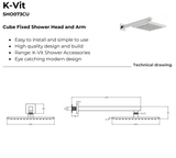 Kartell K-VIT Pure Option 6 Triple Thermostatic Concealed Shower with Slide Rail Kit & Overhead Drencher (SHO025PU-SHO070CU-SHO091OE-SHO073CU)