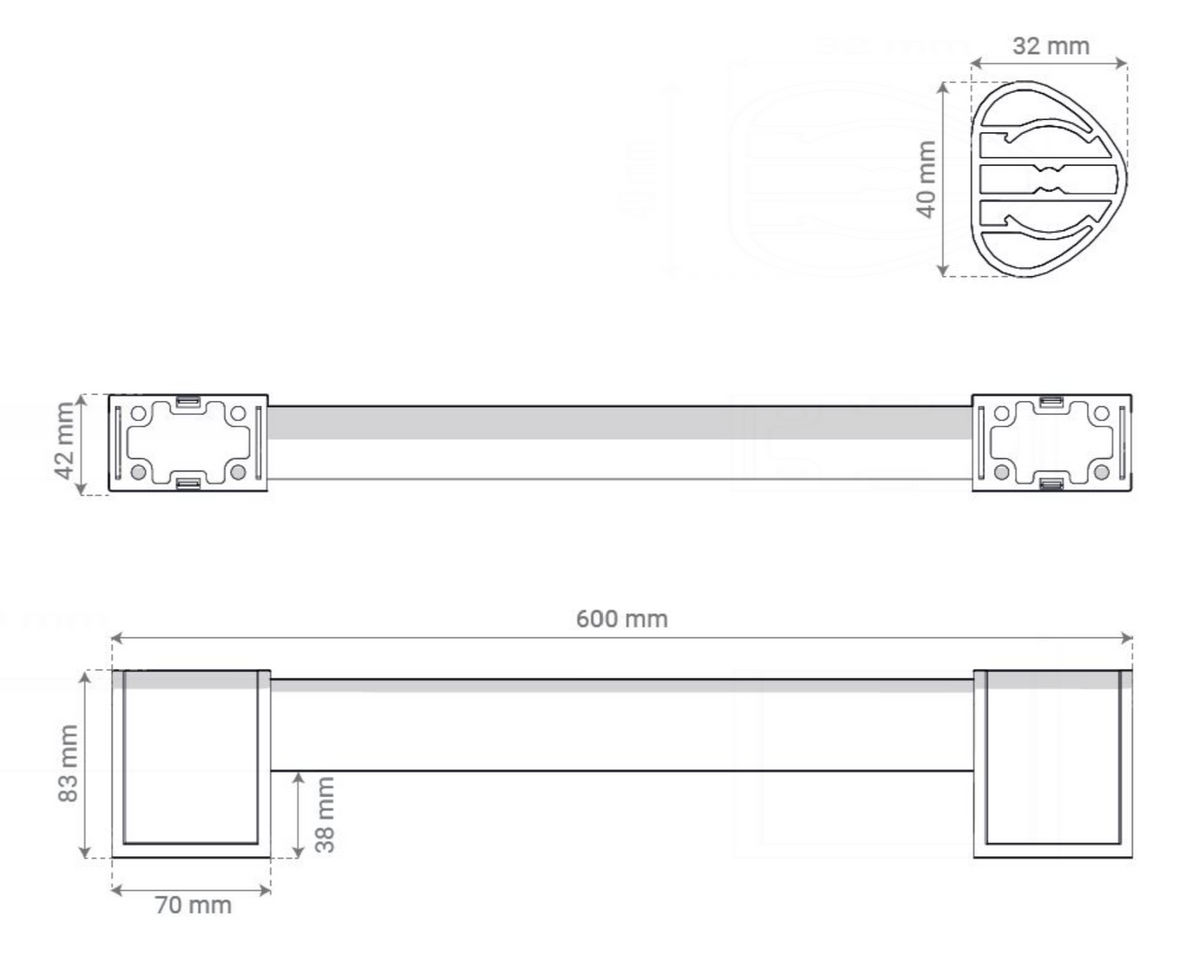 AKW Onyx 2 Grab Rail – Straight, Angled or T & L Riser, Chrome or Black, photo 2