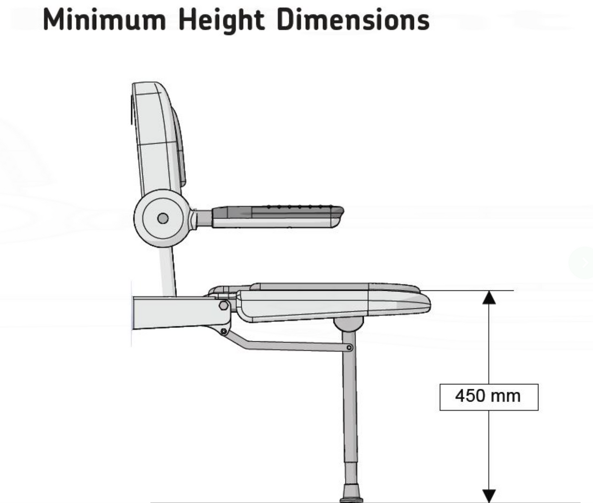 AKW 3000 Series White Shower Seat with Back & Grey Padded Arms (03131)