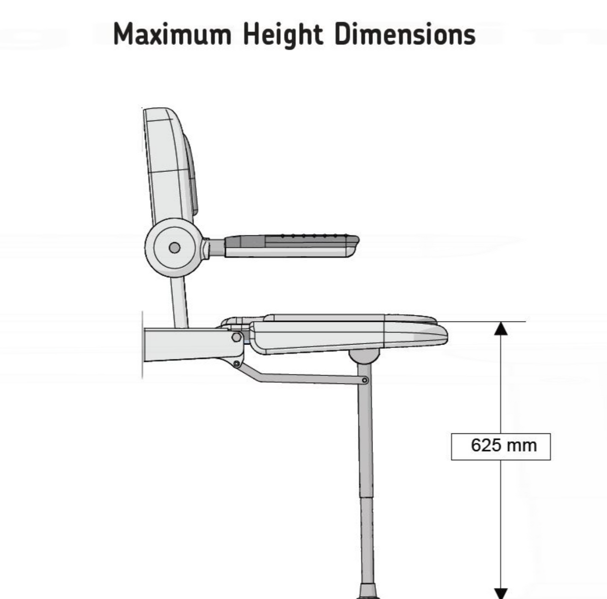 AKW 3000 Series White Shower Seat with Back & Grey Padded Arms (03131)