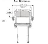 AKW 3000 Series White Shower Seat with Back & Grey Padded Arms (03131)