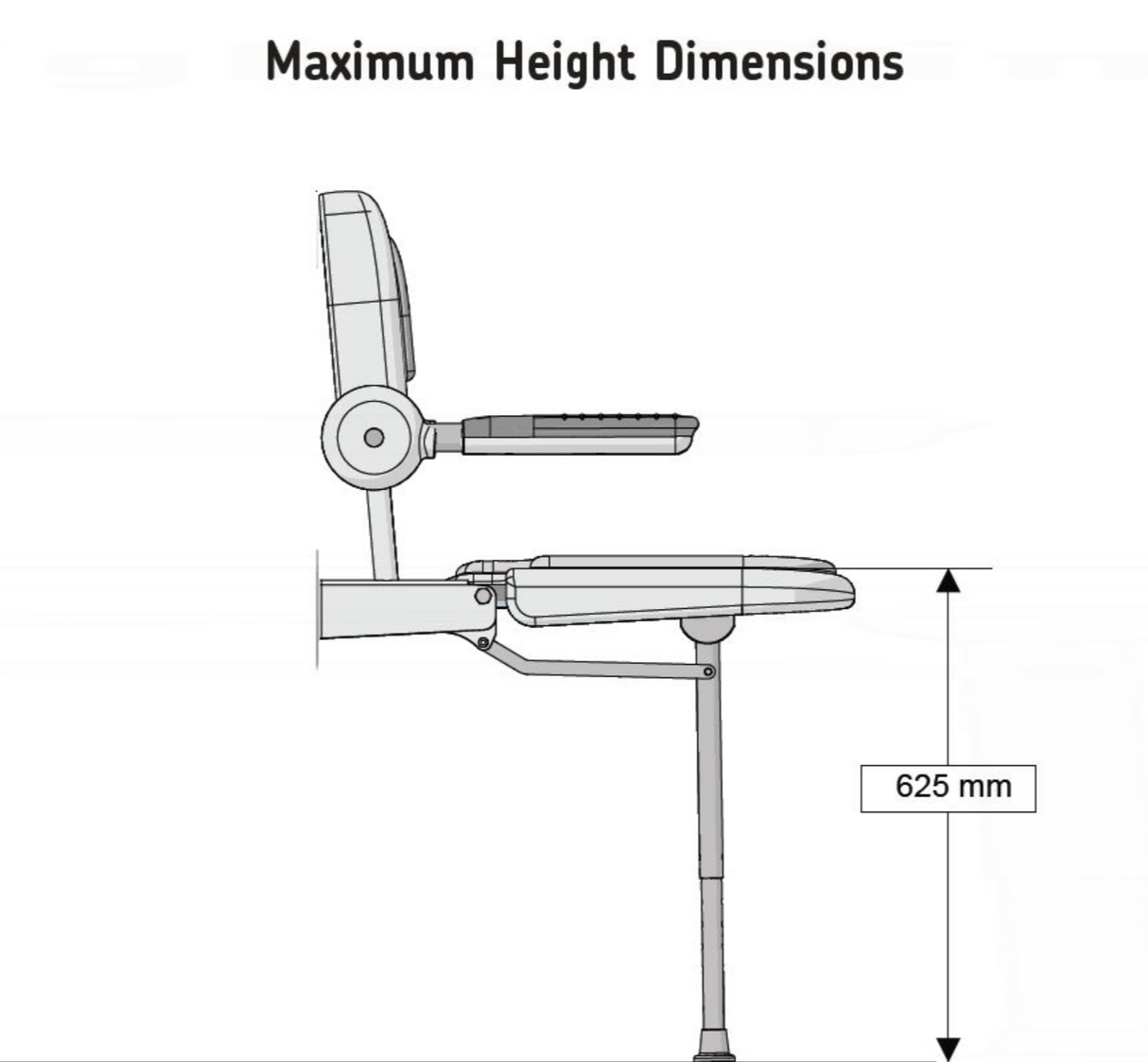 AKW 3000 Series Shower Seat with Grey Padded Back and Arms (03131P)
