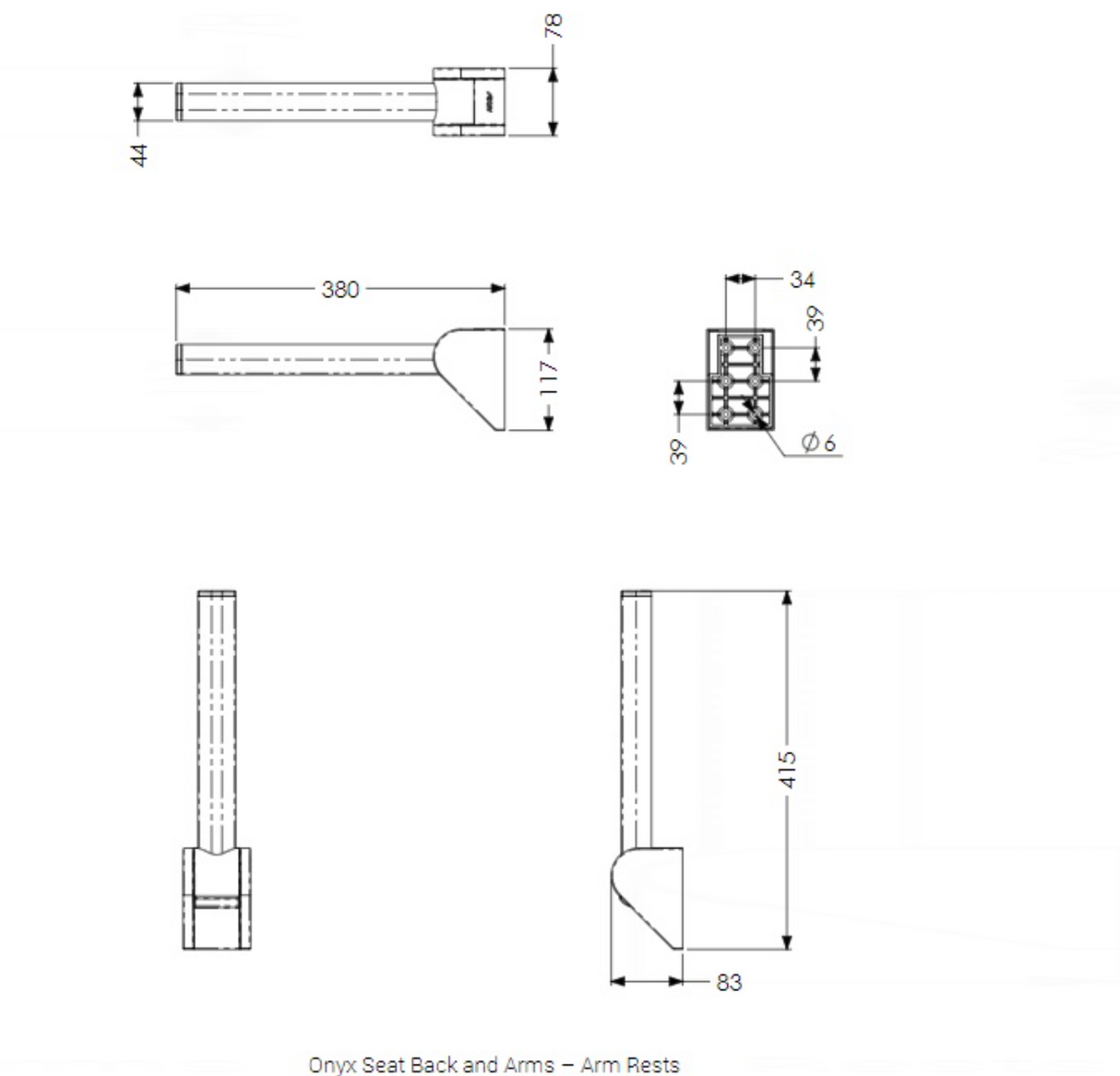 AKW Onyx Shower Seat with Back and Arms - Black (02803BK-LS)