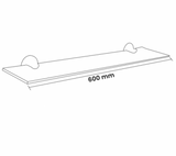 AKW Glass Shelf 600mm - Stainless Steel 6mm TSG (03SS-SH600)