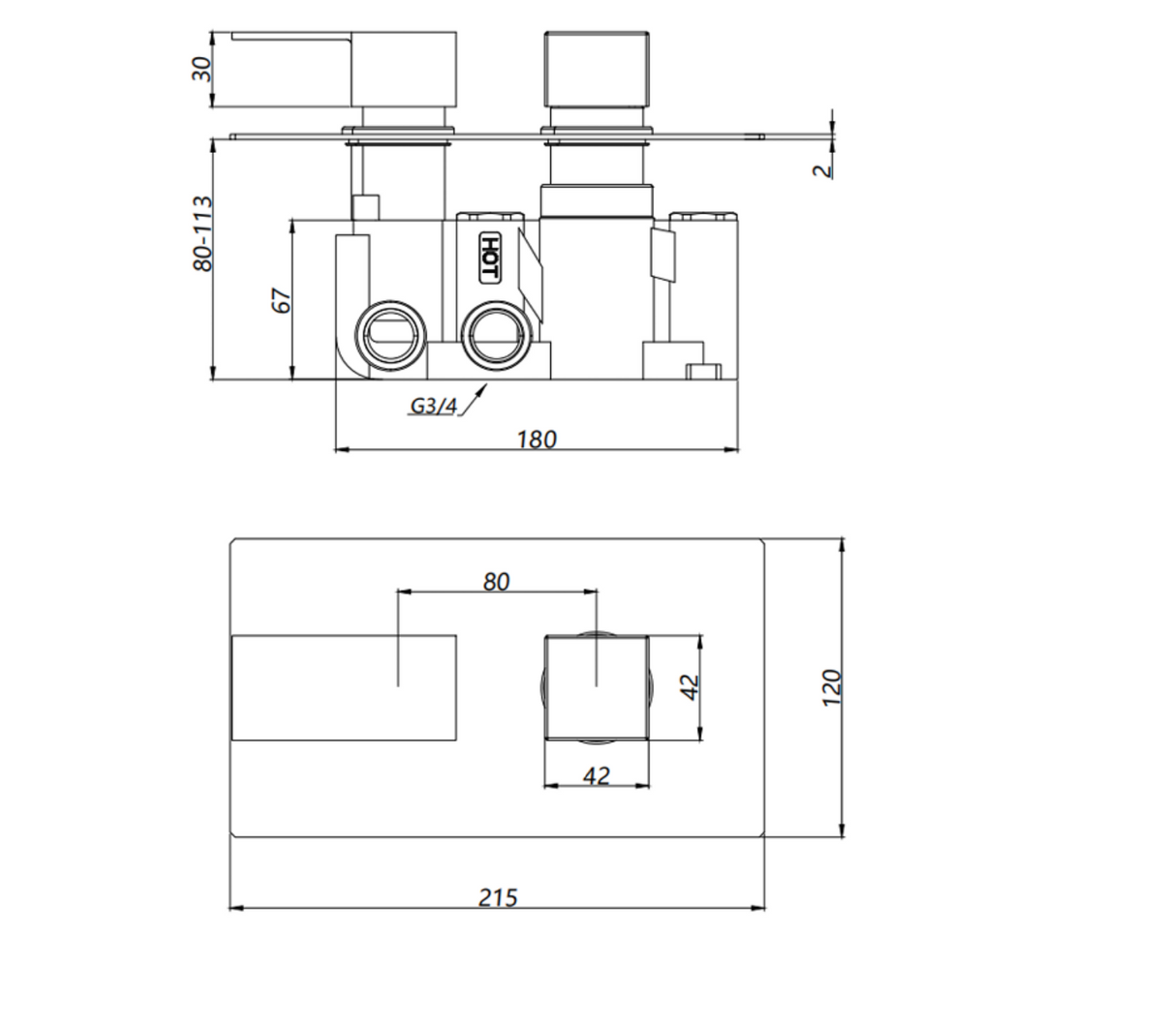Kartell K-VIT Element Option 4 Thermostatic Concealed Shower with Overhead Drencher and Separate Handshower (SHO010EL)(SHO073CU)(SHO106S)