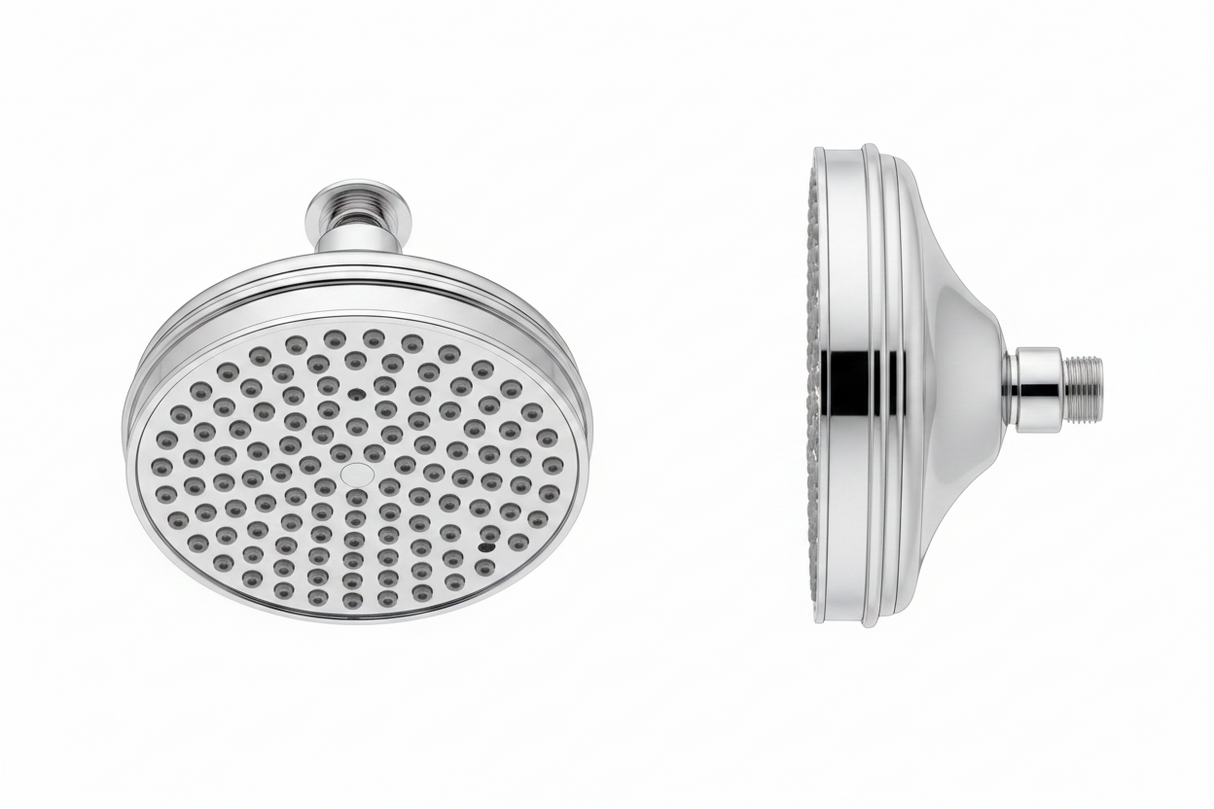 Kartell K-VIT Traditional Stainless Steel Shower Head 200mm with Round Wall Mounted Arm-Chrome (SHO102T-SHO113RO)