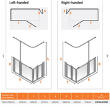 AKW Silverdale Option B Shower Screens 1420x700mm Left Hand - 900mm High - Frosted (91015LSF)