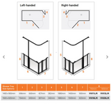 AKW Option BW Shower Screens 1500x820mm Left Hand - 750mm High (91018L)