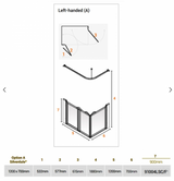 AKW Silverdale Option A Shower Screens 1300x700mm Left Hand - 900mm High - Frosted (91006LSF)