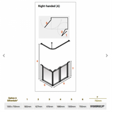 AKW Silverdale Option A Shower Screens 1300x700mm Right Hand - 750mm High - Clear (91005RSC)