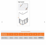 AKW Silverdale Option A Shower Screens 1200x700mm Right Hand - 750mm High - Clear (91003RSC)