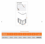 AKW Silverdale Option A Shower Screens 1200x700mm Left Hand - 750mm High - Frosted (91003LSF)