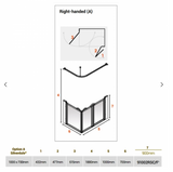 AKW Silverdale Option A Shower Screens 1000x700mm Right Hand - 900mm High - Frosted (91002RSF)