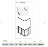 AKW Silverdale Option A Shower Screens 1000x700mm Left Hand - 900mm High - Frosted (91002LSF)