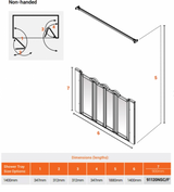 AKW Silverdale Option NW Shower Screens 1400mm Wide x 900mm High - Frosted (91120NSF)