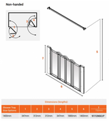 AKW Silverdale Option NW Shower Screens 1400mm Wide x 750mm High - Clear (91112NSC)