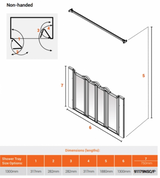 AKW Silverdale Option NW Shower Screens 1300mm Wide x 750mm High - Frosted (91179NSF)