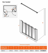 AKW Silverdale Option N Shower Screens 1420mm Wide x 750mm High - Frosted (91113NSF)