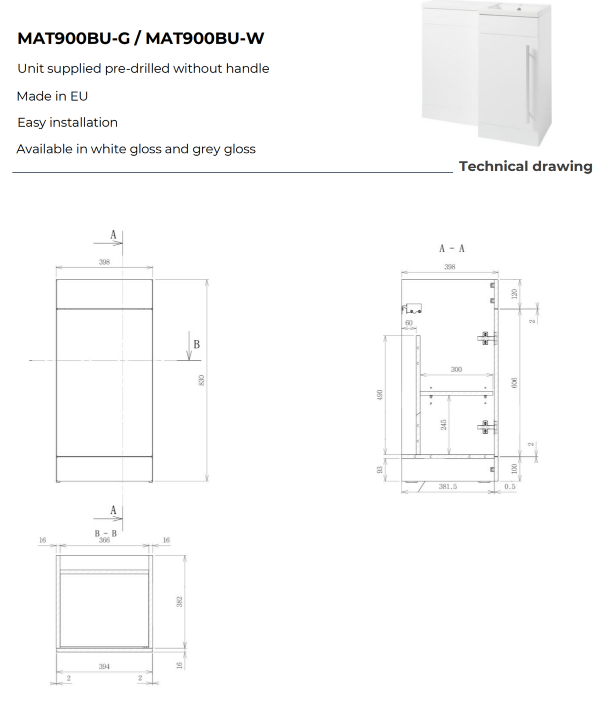 Kartell K-VIT Matrix Right Handed L-Shaped Single Door Furniture Pack 900mm Storm Grey Gloss or White Gloss (MAT900PACK-RH)