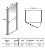 AKW Larenco Alcove Duo Shower Screens 800mm (26805)