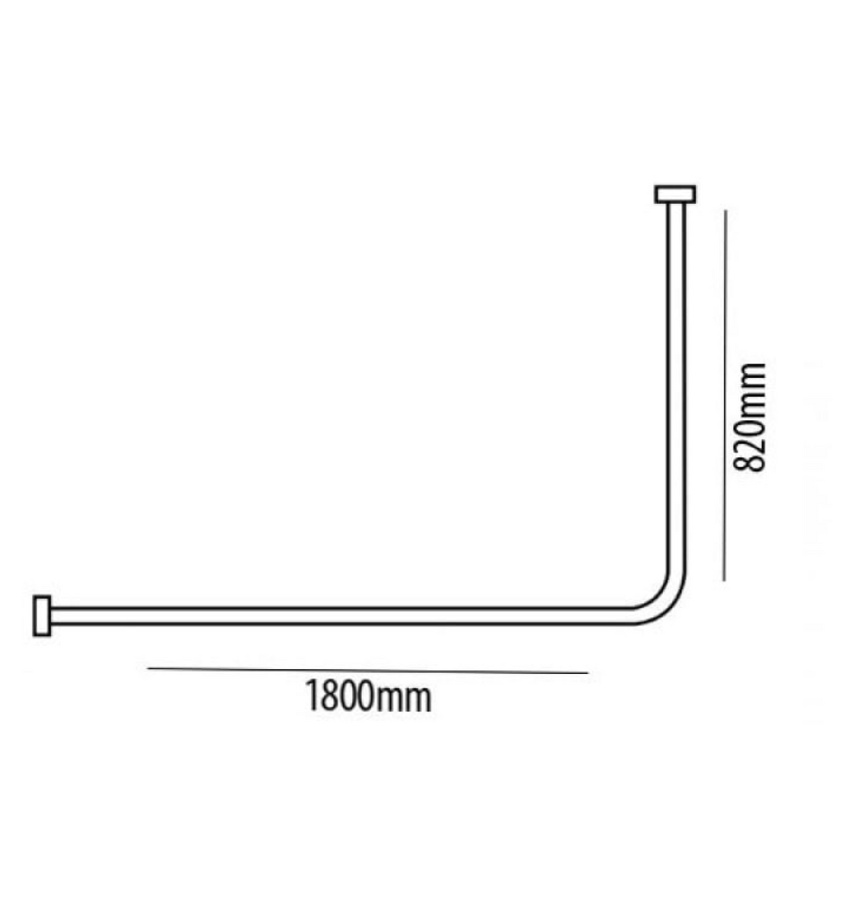 AKW L Shaped Curtain Rail 1800x820mm (24039)