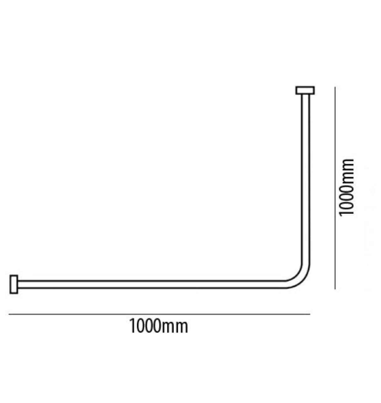 AKW L Shaped Curtain Rail 1000x1000mm (24043)