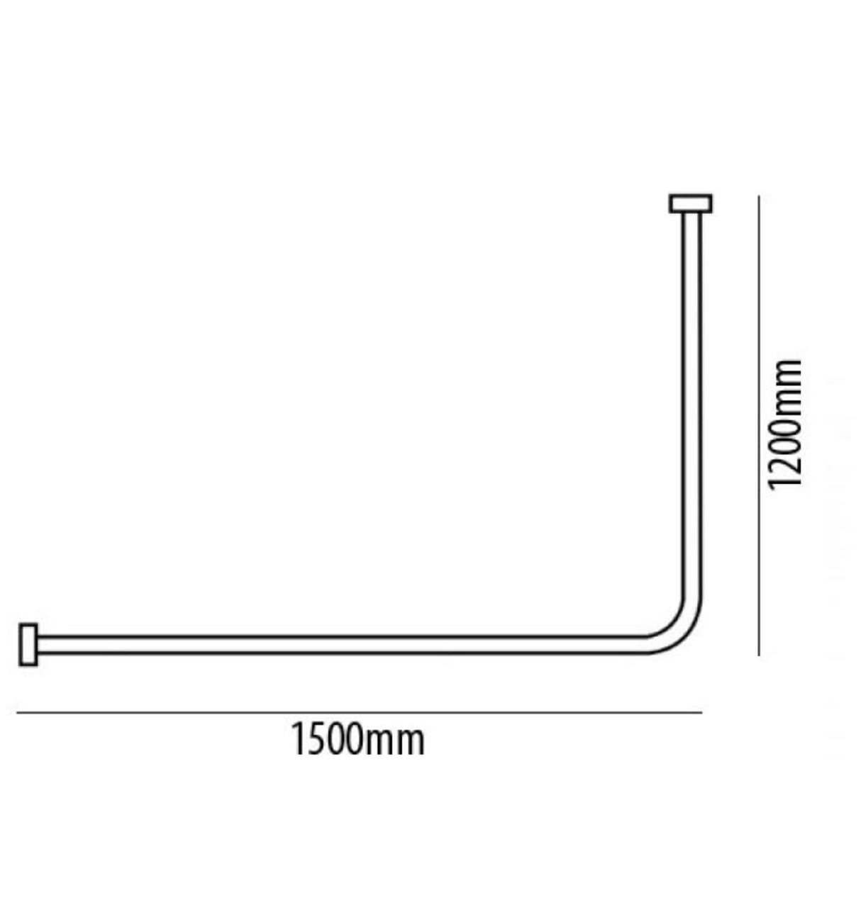 AKW L Shaped Curtain Rail 1500x1200mm (24126)