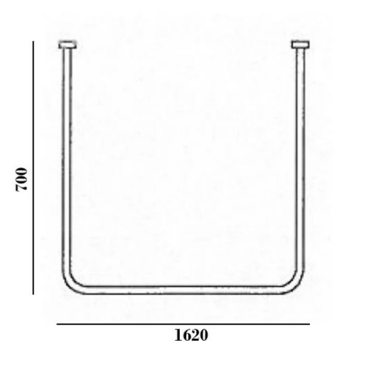 AKW U Shaped Curtain Rail 700x1620x700mm (24046)