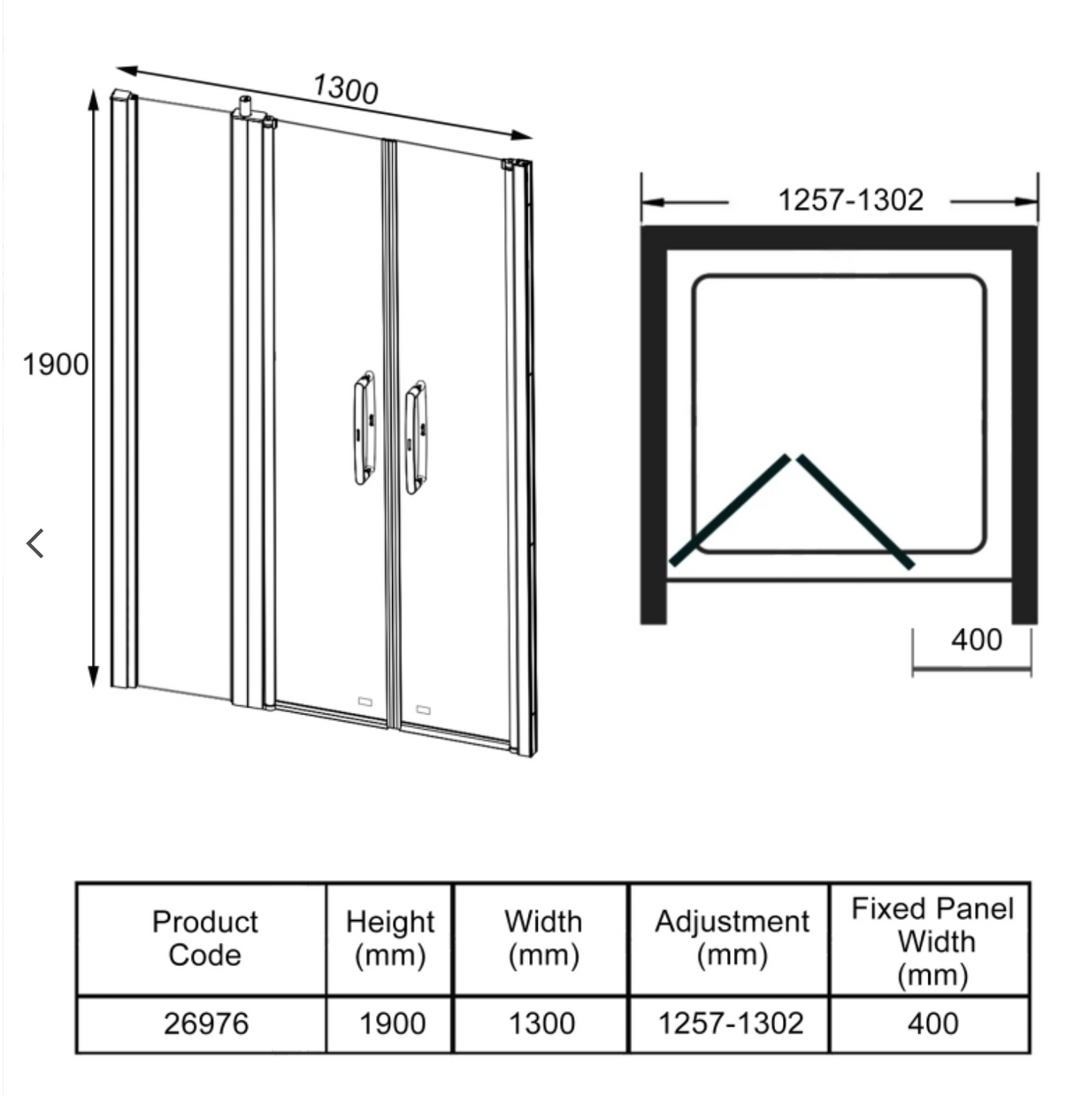 AKW Larenco Alcove Saloon Door Extended 1300mm (400+900) (26976)