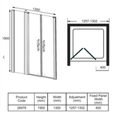AKW Larenco Alcove Saloon Door Extended 1300mm (400+900) (26976)