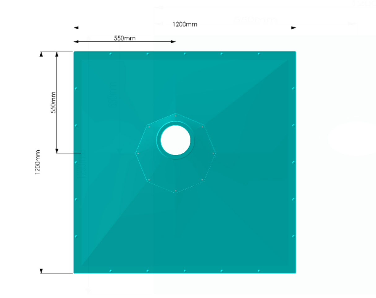 AKW Tuff Form8 1200× 1200mm Wet Room Former Without Waste – (21133)