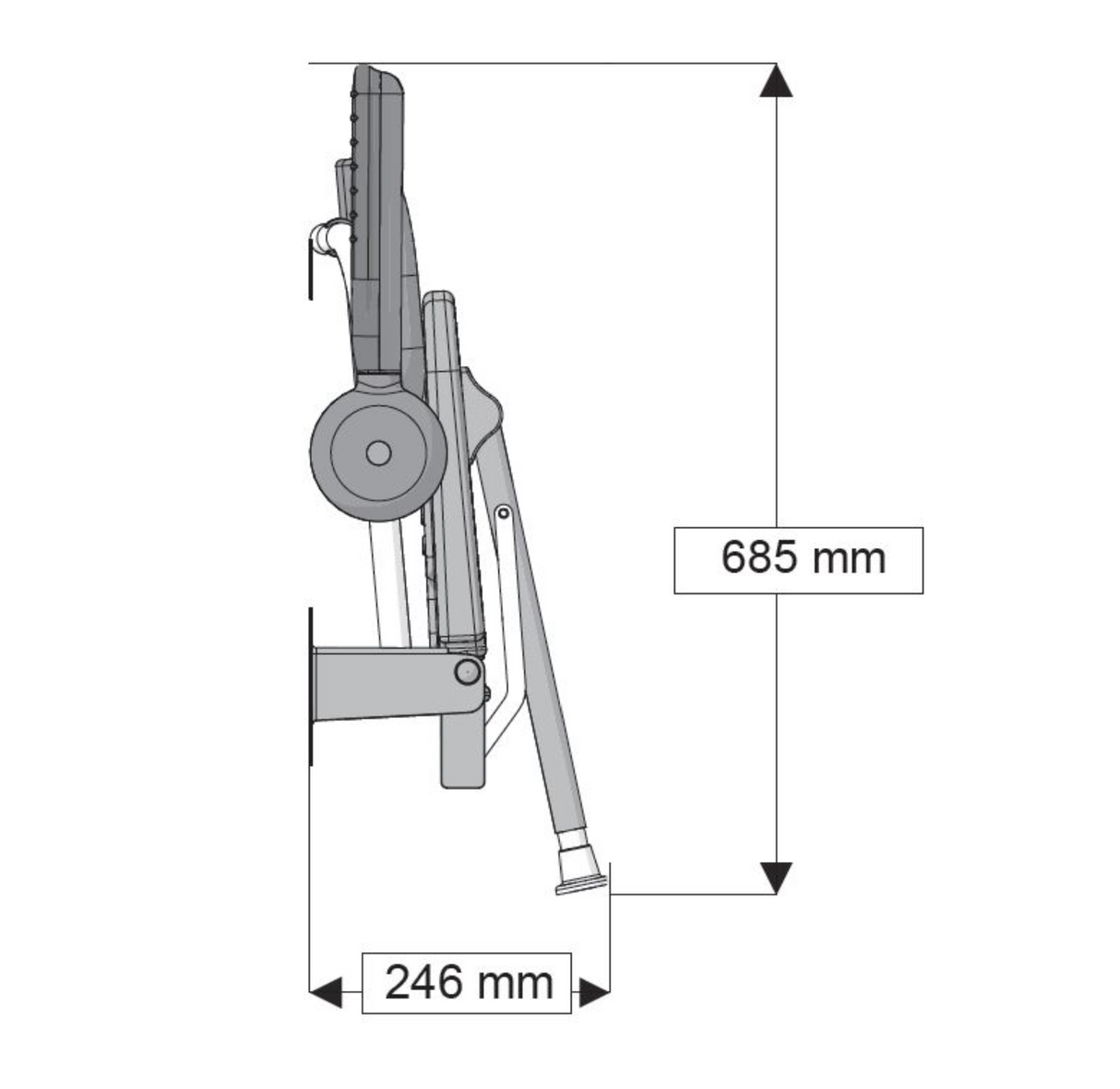 AKW 1000 Series Compact Wall Mounted Fold Up Blue Padded Shower Seat with Back and Arms (01123)