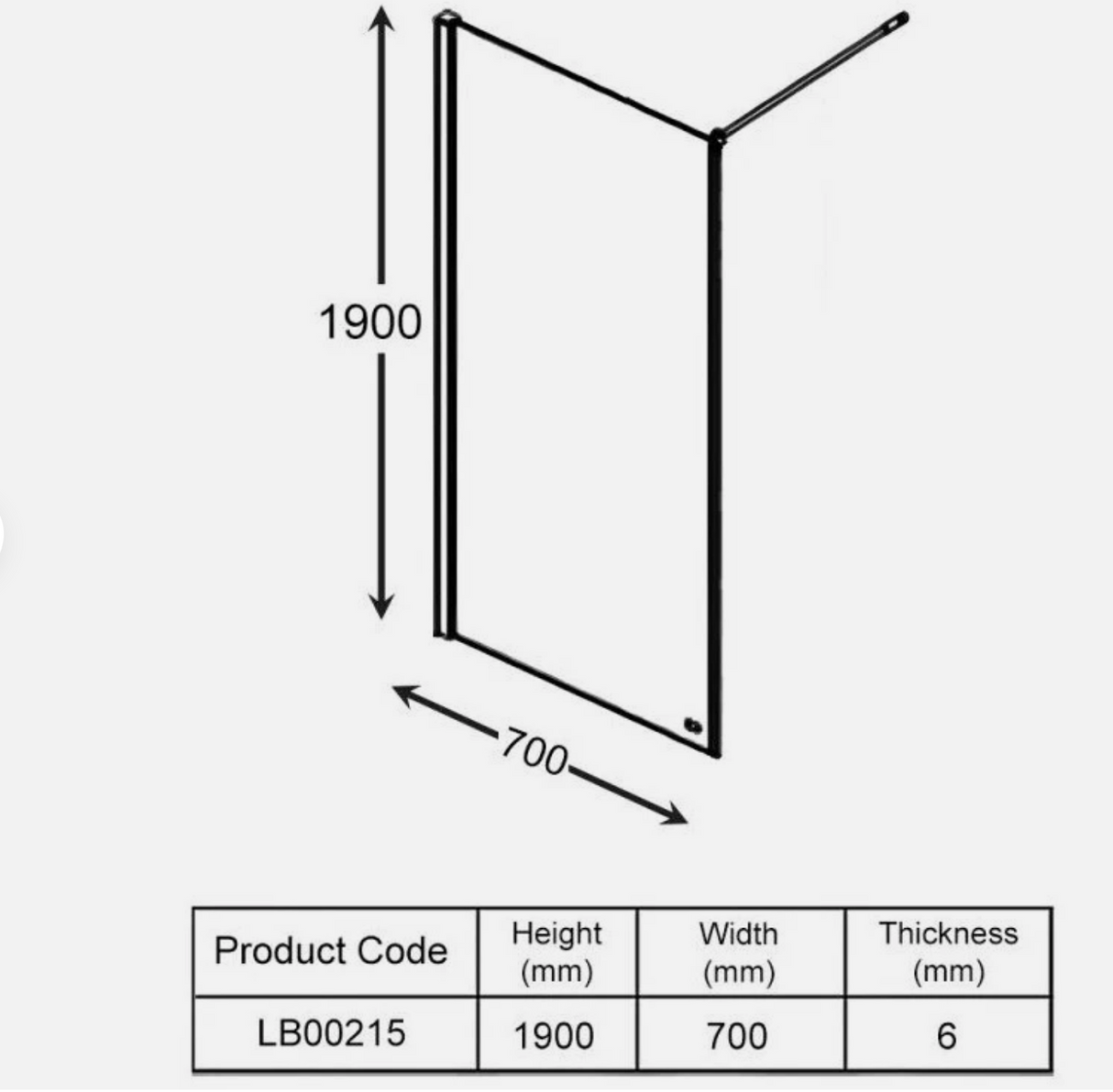 AKW Level Best Option GA Full Height Glass Screen 700mm Chrome (LB00215)