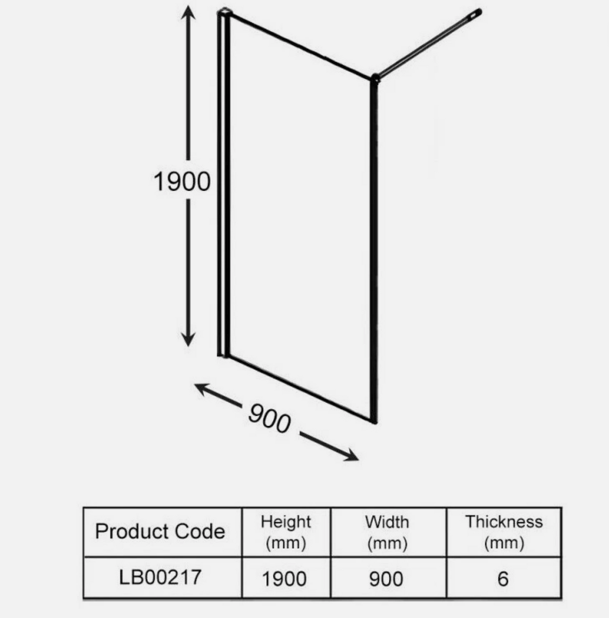 AKW Level Best Option GA Full Height Glass Screen 900mm Chrome (LB00217)