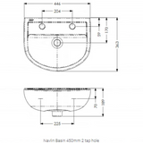 AKW Navlin 450mm 2 Tap Hole Wash Basin (23577)