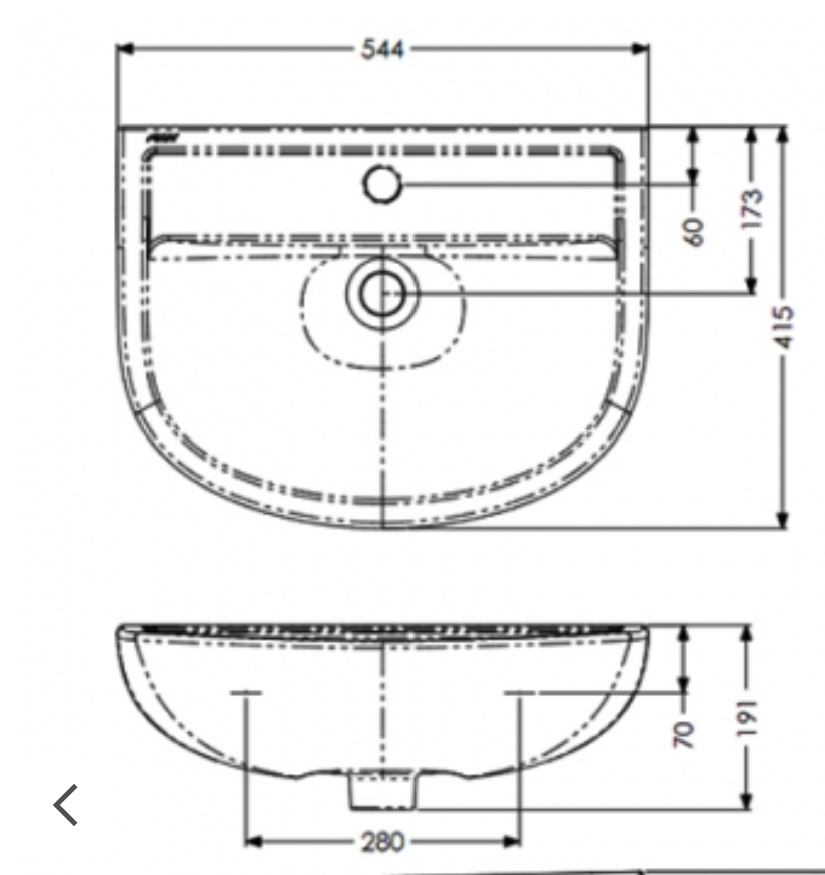 AKW Navlin 450mm 1 Tap Hole Wash Basin (23576)