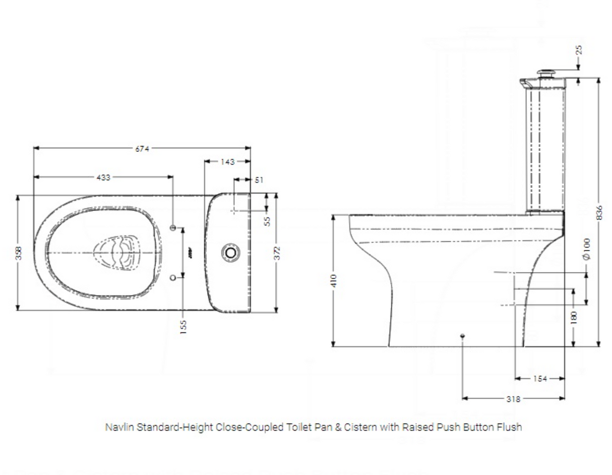 AKW Navlin Cistern With Raised Push Button Flush (23574)