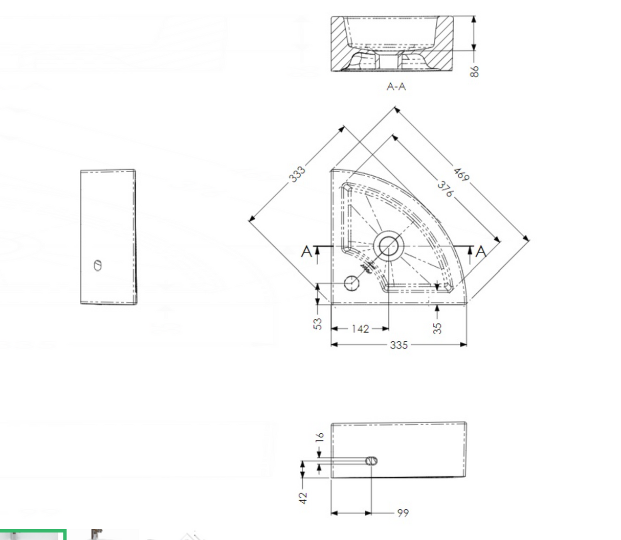 AKW Navlin Corner Wash Basin (23548)