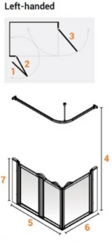 AKW Option A Half Height Shower Screens 1200x760mm Left Handed 750mm High - 91188L
