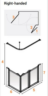 AKW Option A Half Height Shower Screens 1200x760mm Right Handed 750mm High - 91188R