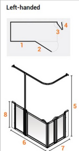 AKW Option B Shower Screens 1300x700mm Left Hand - 750mm High (91168L)