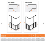 AKW Option BW Shower Screens 1500x820mm Left Hand - 900mm High (91020L)