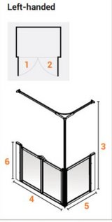 AKW Option C Shower Screens 1000x700mm Left Hand - 900mm High (91027L)
