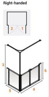 AKW Option C Shower Screens 1000x1000mm Right Hand - 750mm High (91026R)